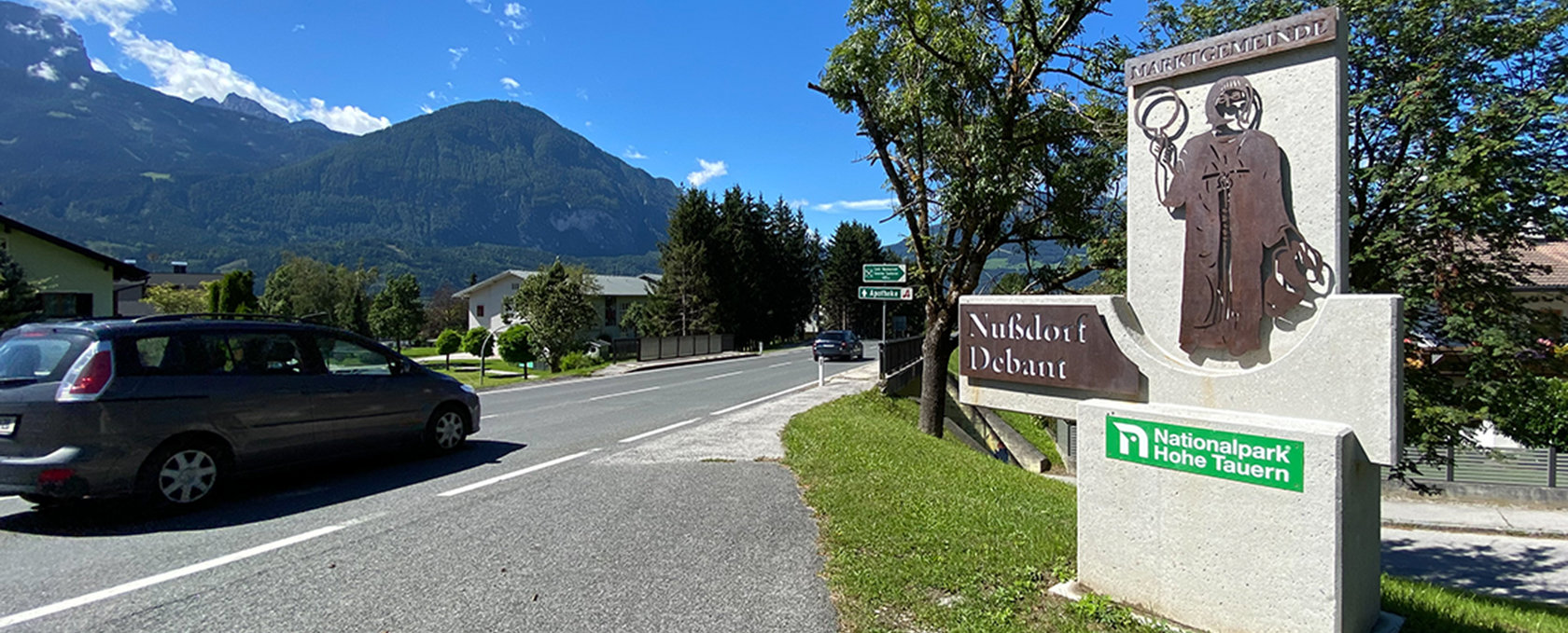 Ortseinfahrt Nußdorf-Debant Obere Debantbachbrücke