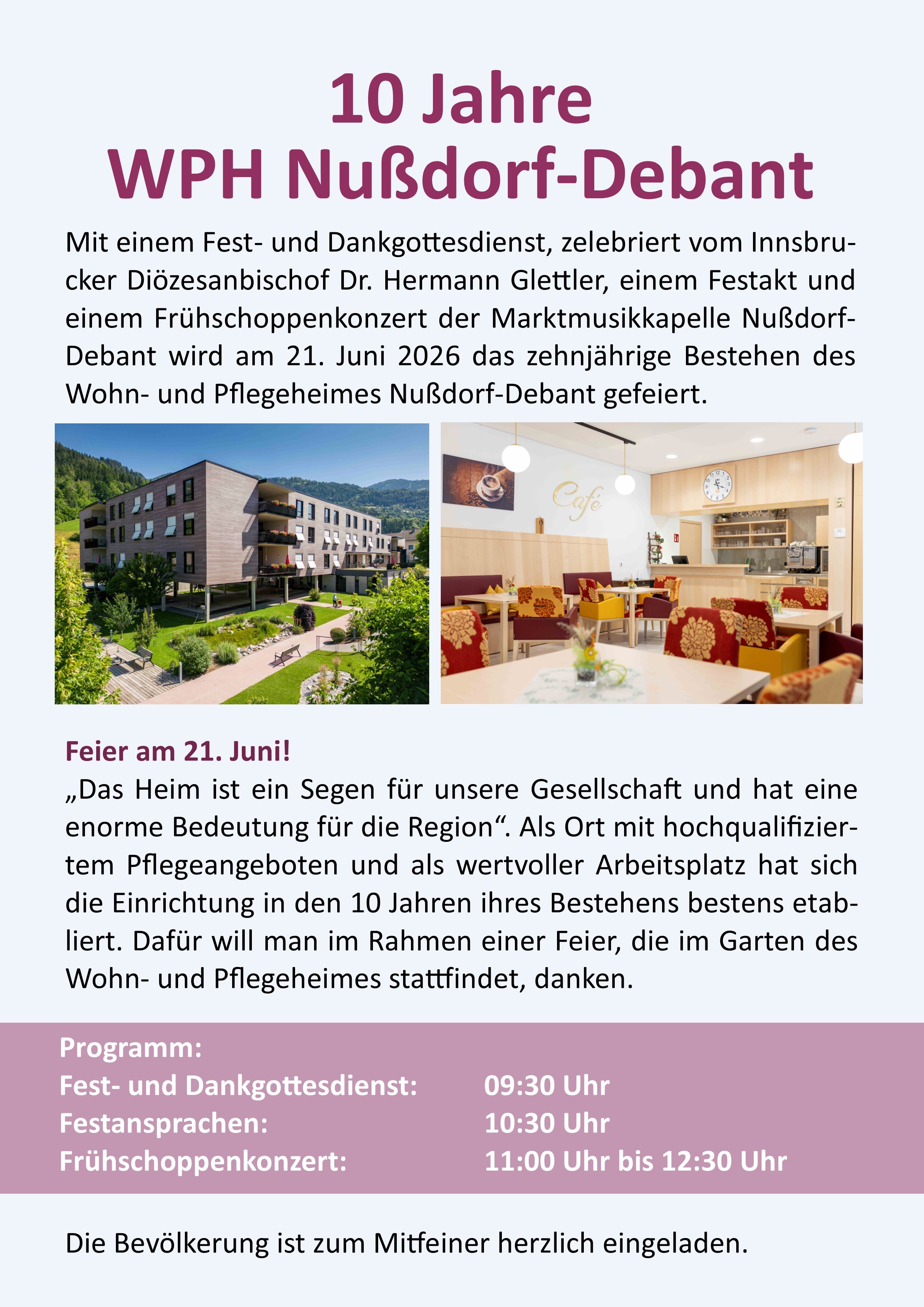 10-Jahr-Feier Wohn- und Pflegeheim Nußdorf-Debant