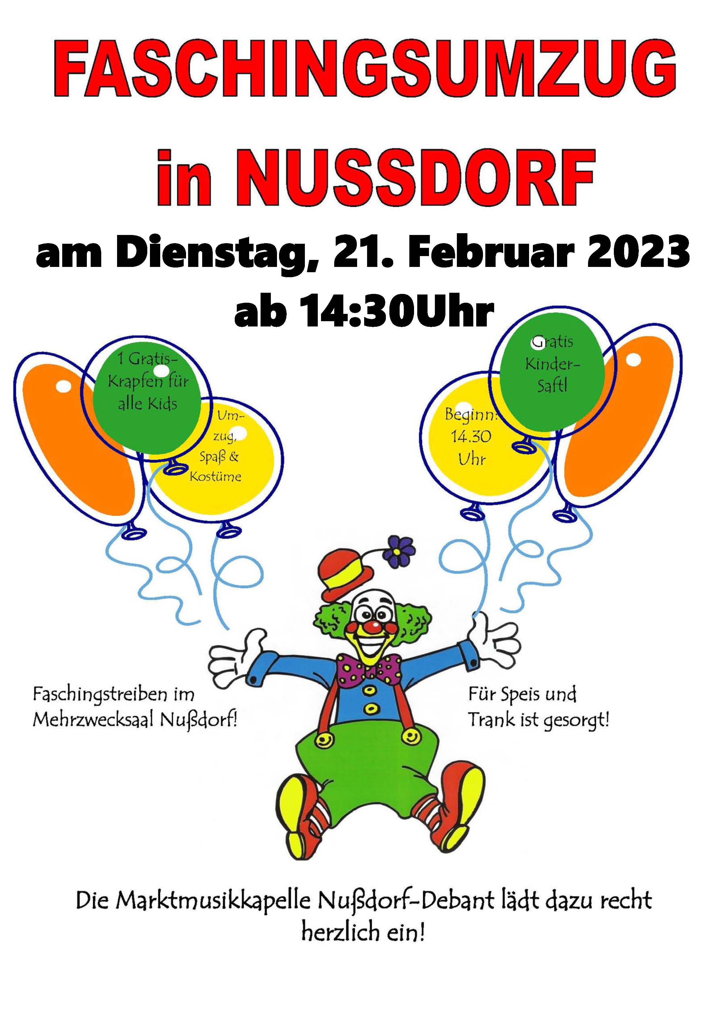 Faschingsumzug der Marktmusikkapelle in Nußdorf Faschingsumzug der Marktmusikkapelle in Nußdorf