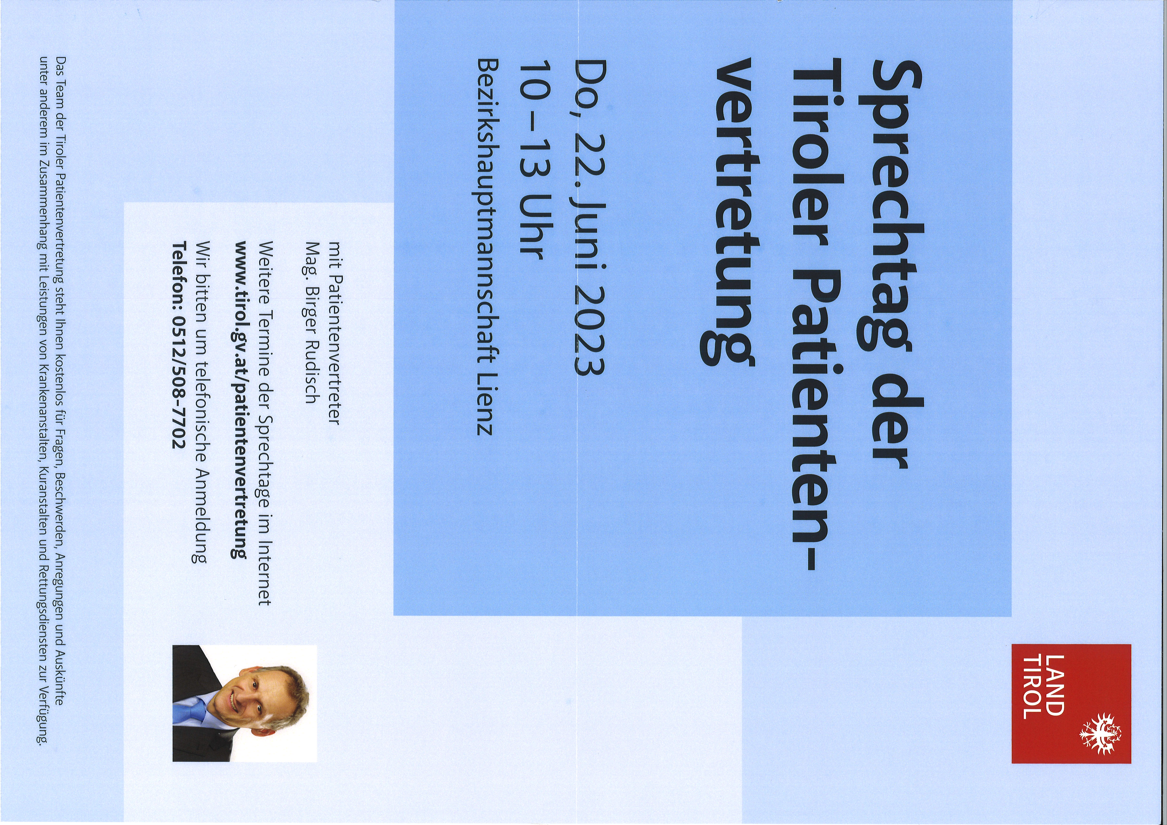 Sprechtag der Tiroler Patientenvertretung Sprechtag der Tiroler Patientenvertretung