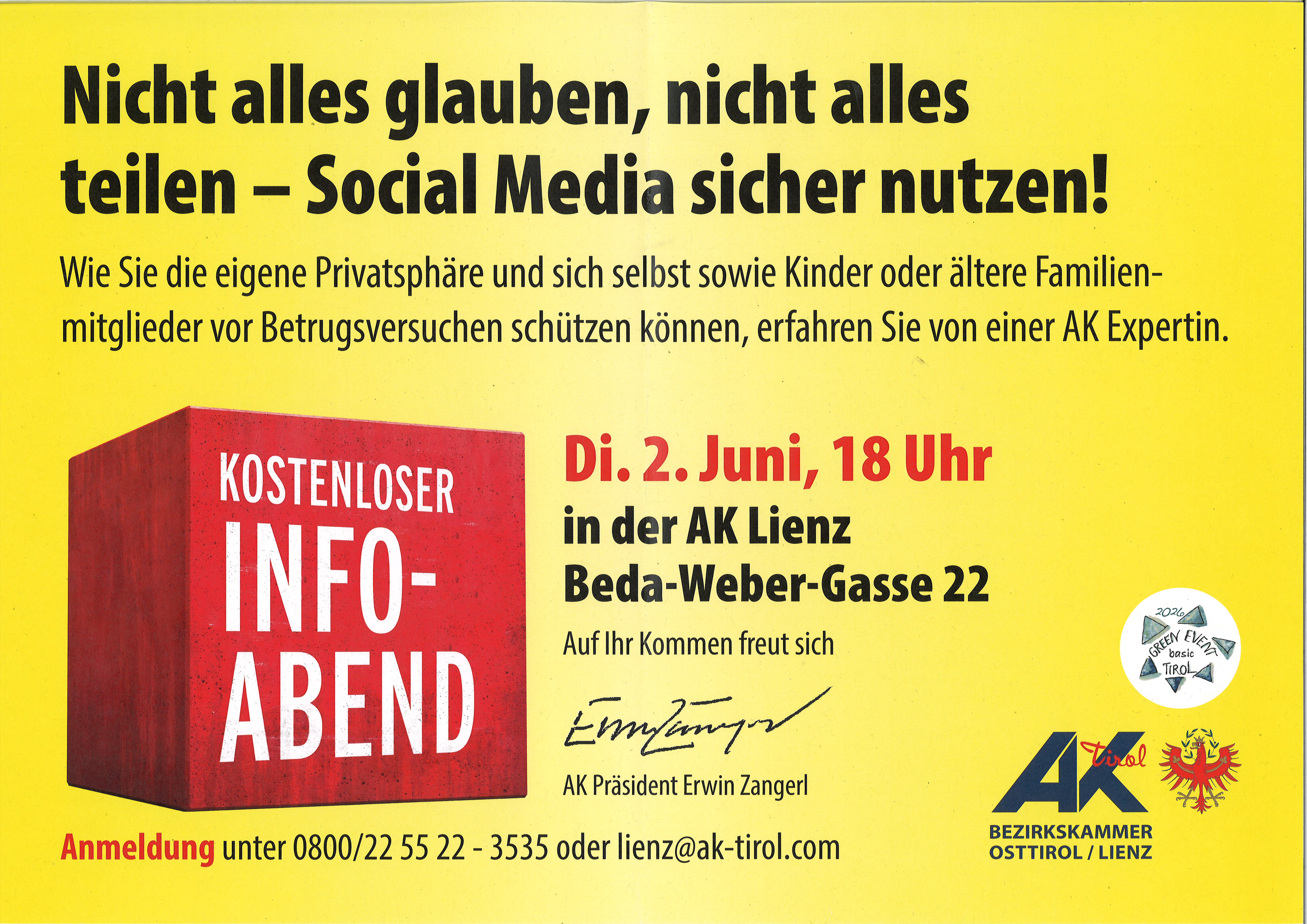 Infoabend der AK: "Social Media sicher nutzen!"