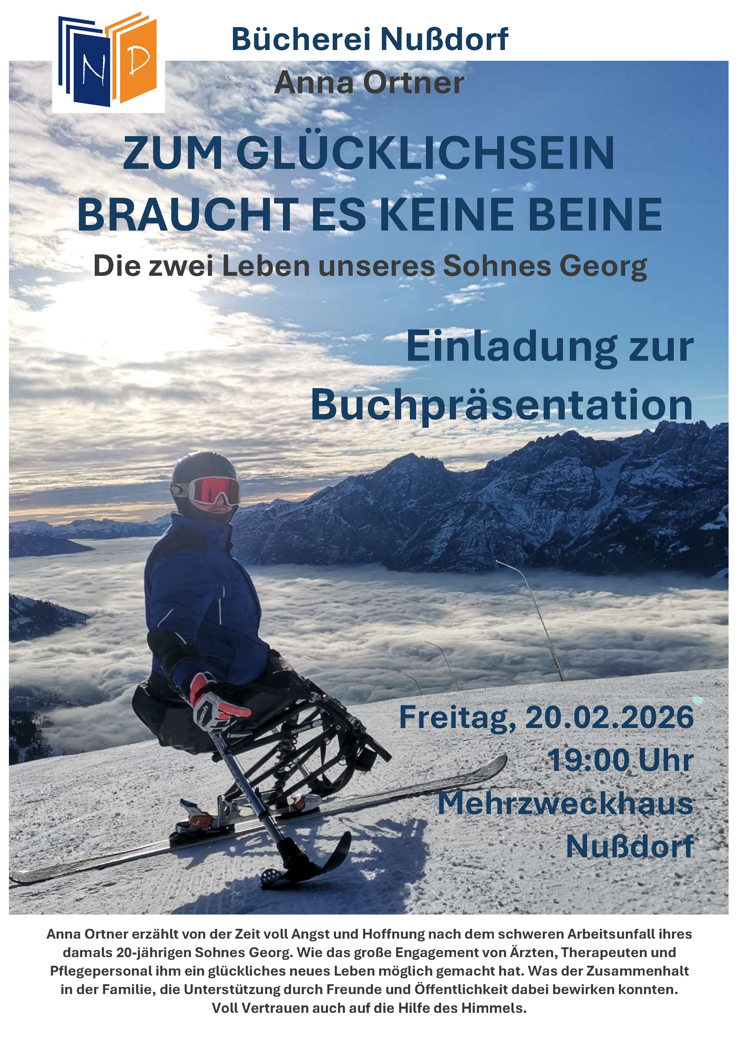 Buchpräsentation von Anna Ortner "Zum Glücklichsein braucht es keine Beine"