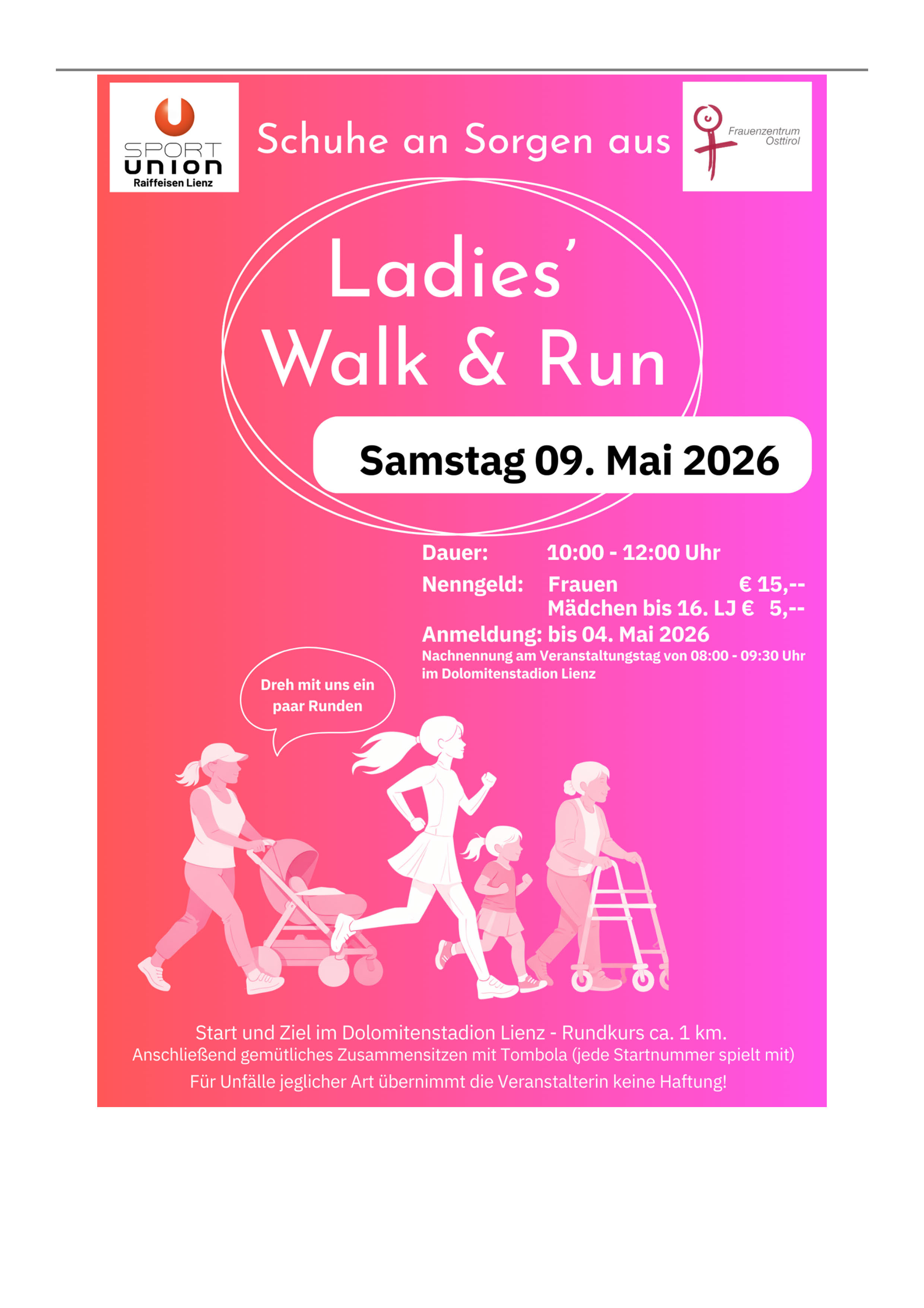 Ladies Walk & Run im Dolomitenstadion Lienz
