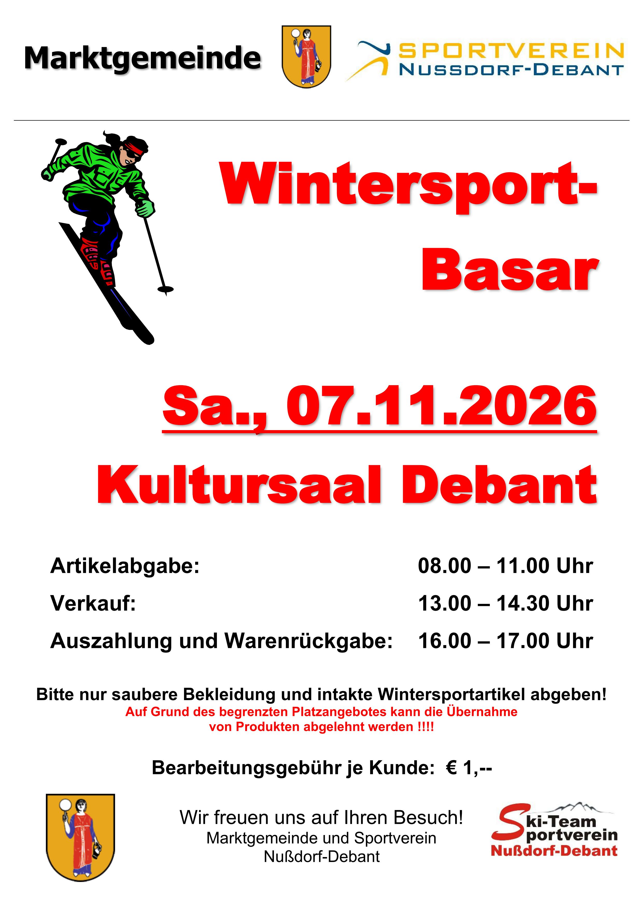 Wintersportbasar der Sektion Schi